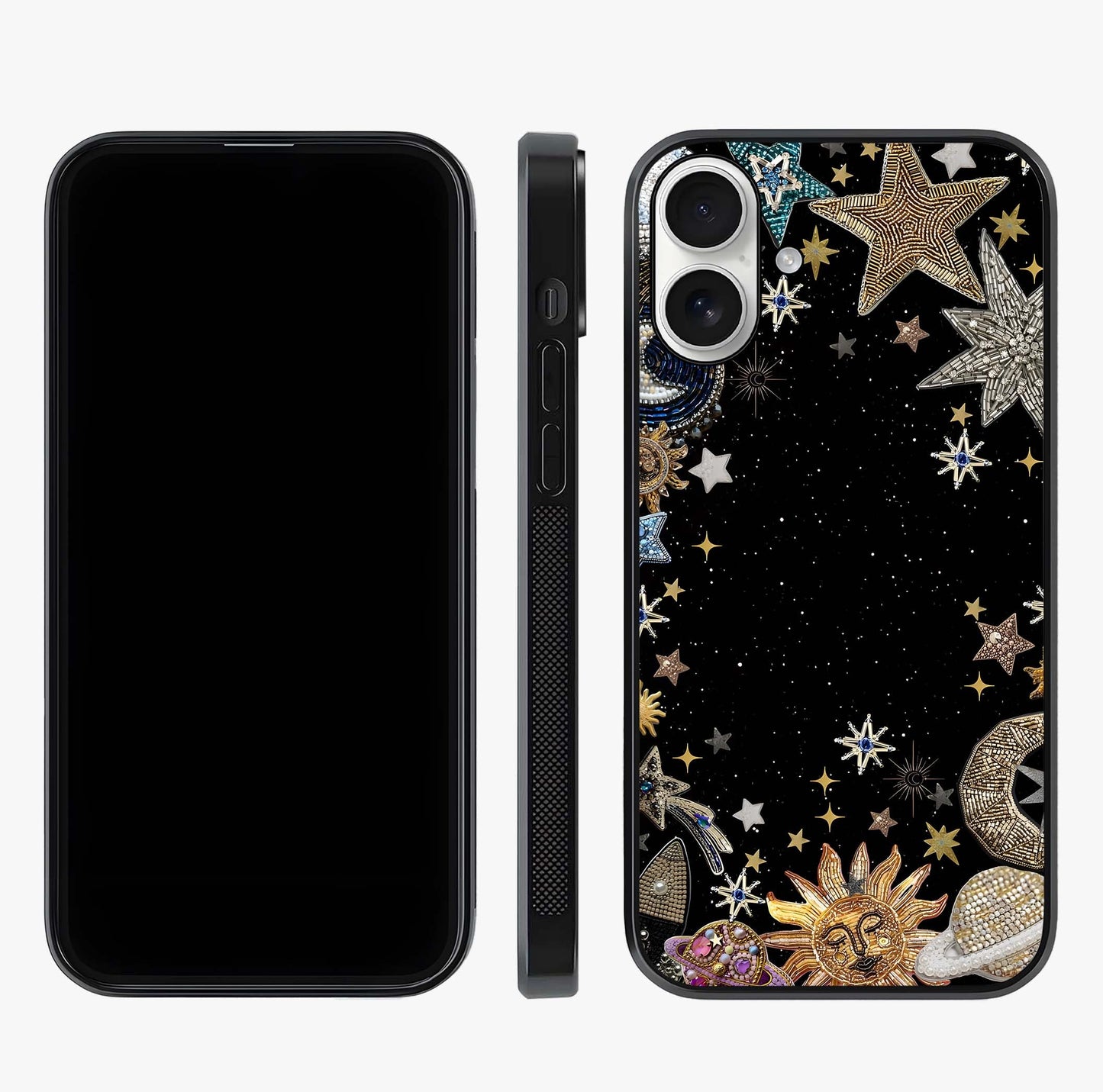 Galactic Jewel Stars Glass Case displayed upright for full design visibility and premium finish.