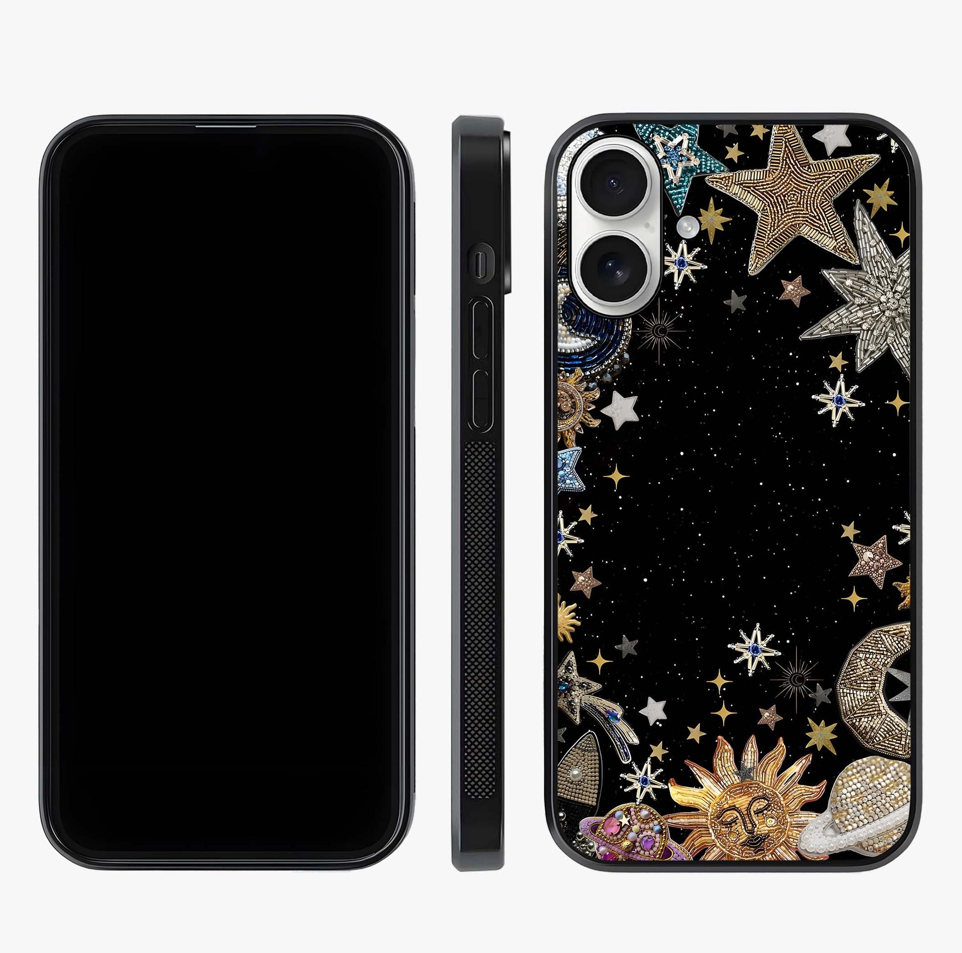 Galactic Jewel Stars Glass Case displayed upright for full design visibility and premium finish.