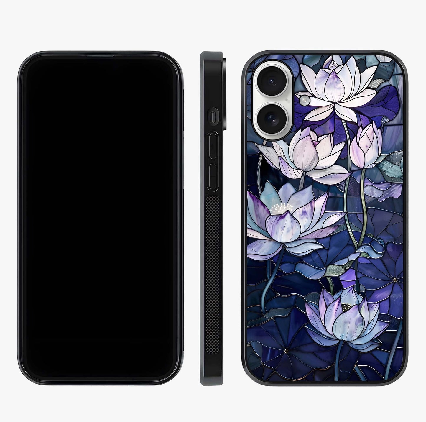 Gloss Petal Rush Glass Case displayed upright for full design visibility and premium finish.