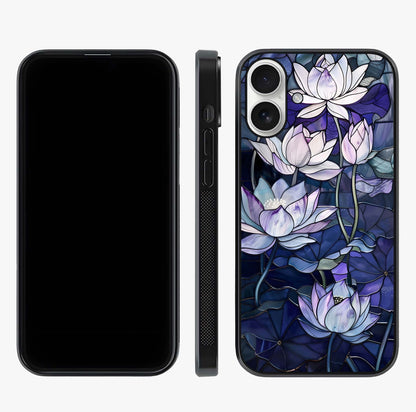 Gloss Petal Rush Glass Case displayed upright for full design visibility and premium finish.