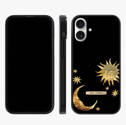 Gold Sun Blush Glass Case displayed upright for full design visibility and premium finish.