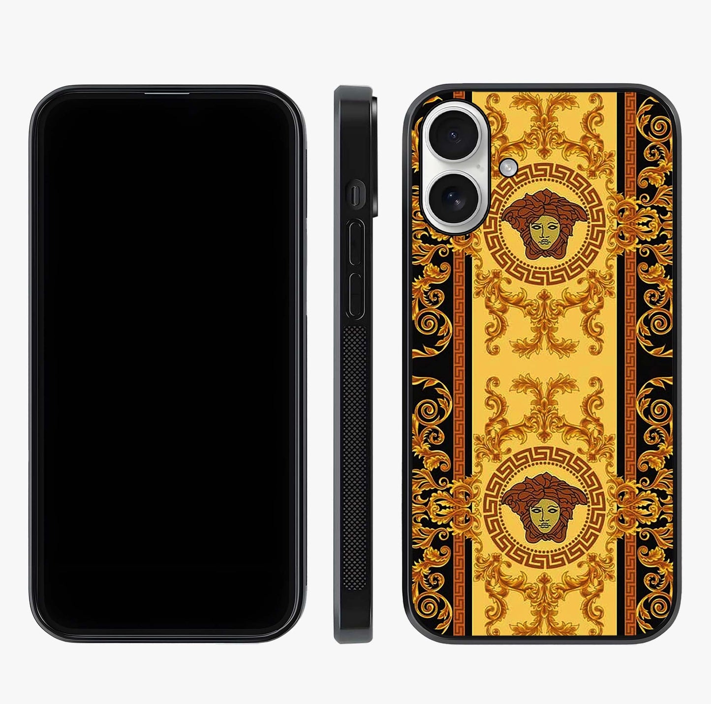 Golden Lotus Glow Glass Case displayed upright for full design visibility and premium finish.