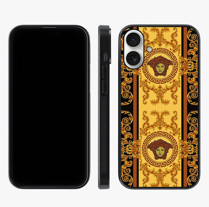 Golden Lotus Glow Glass Case displayed upright for full design visibility and premium finish.