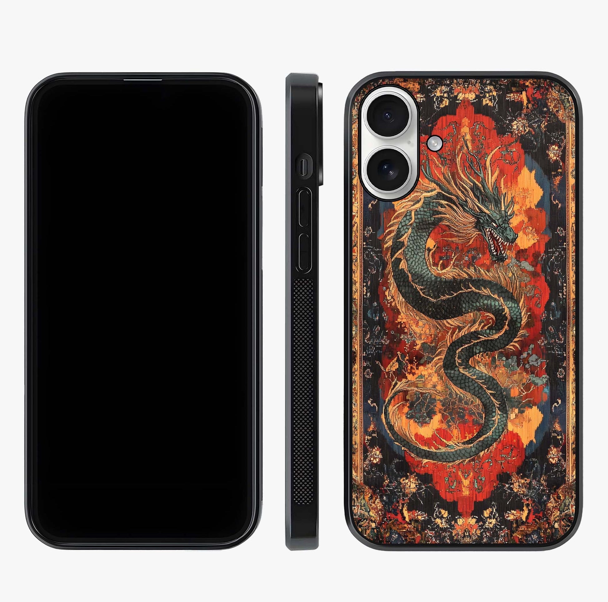 Inferno Dragon Soul Glass Case displayed upright for full design visibility and premium finish.