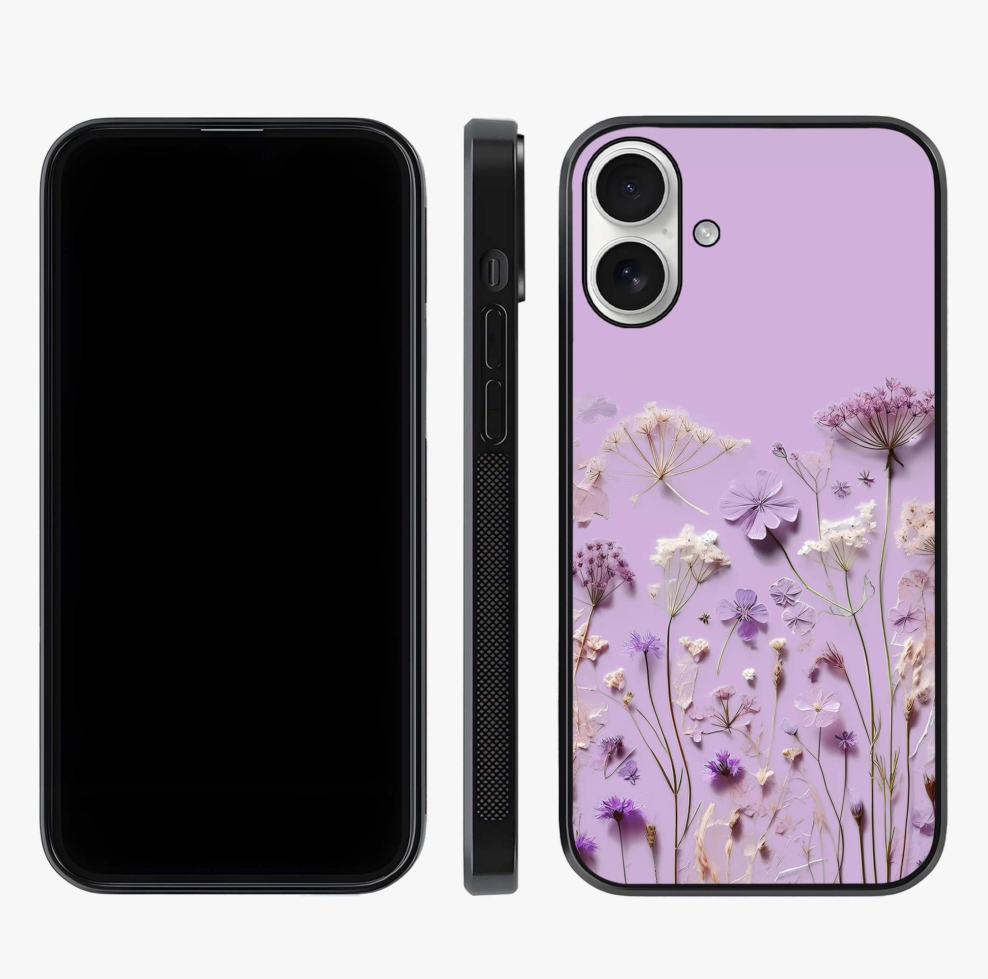 Lavender Blossom Dream Glass Case displayed upright for full design visibility and premium finish.