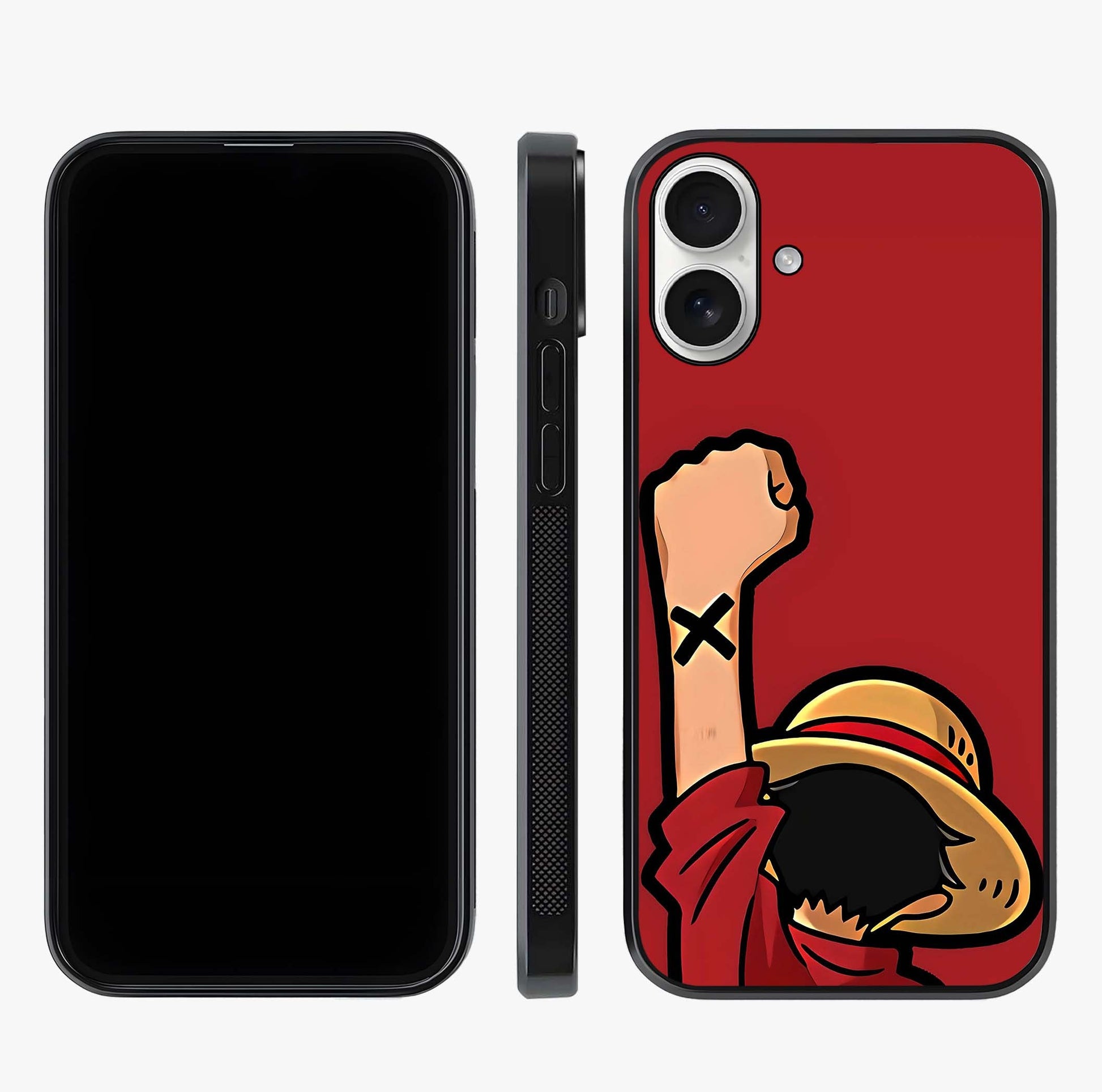 Luffy X Spirit Glass Case displayed upright for full design visibility and premium finish.