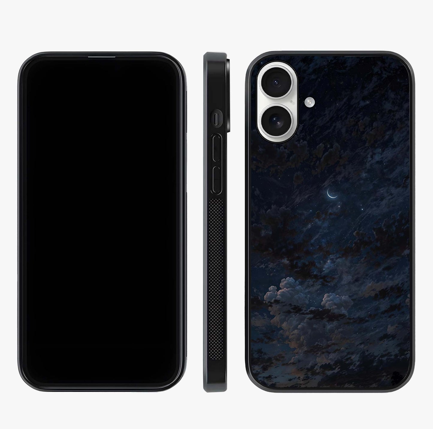 Lunar Veil Silence Glass Case displayed upright for full design visibility and premium finish.