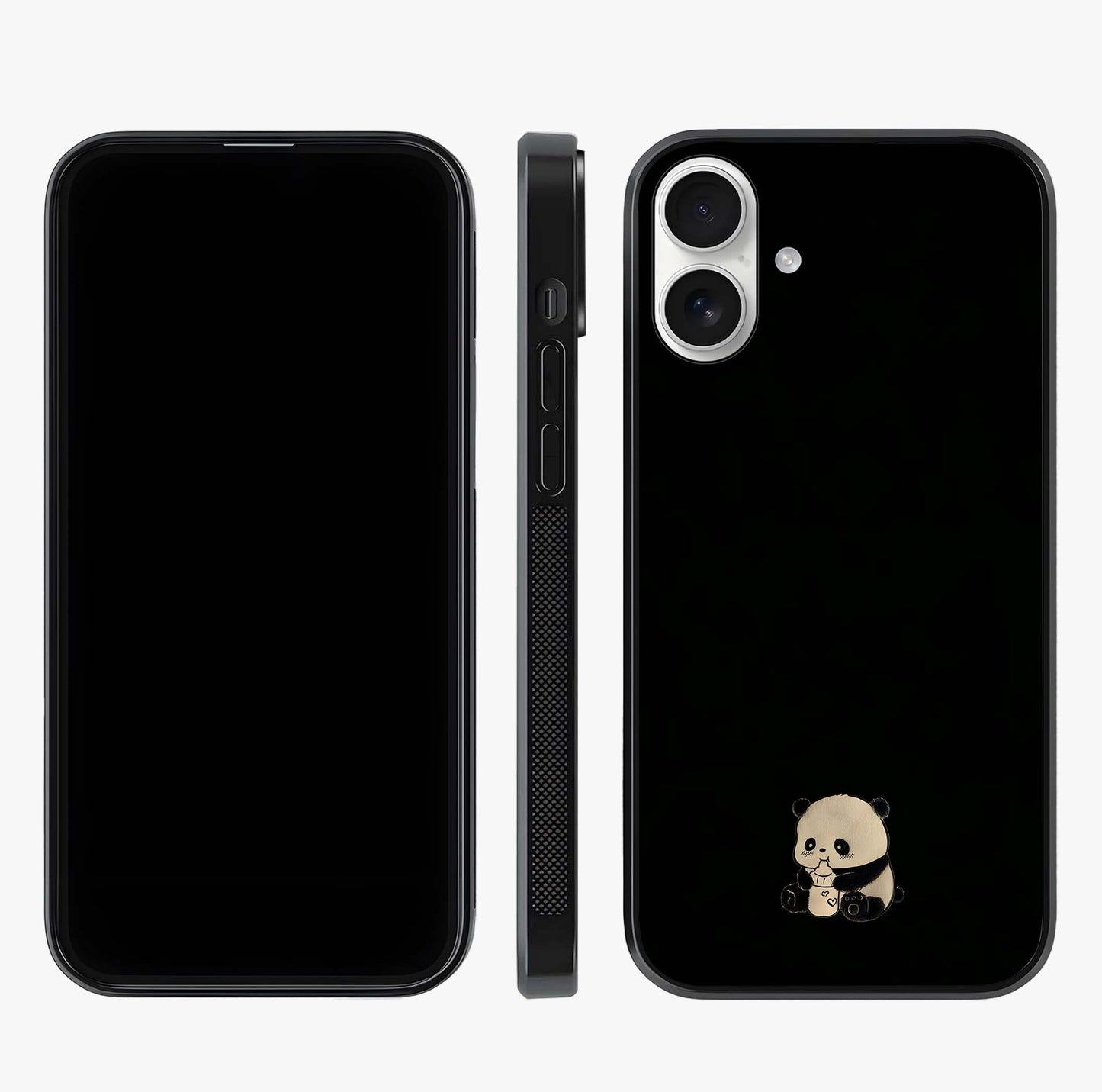 Midnight Panda Love Glass Case displayed upright for full design visibility and premium finish.