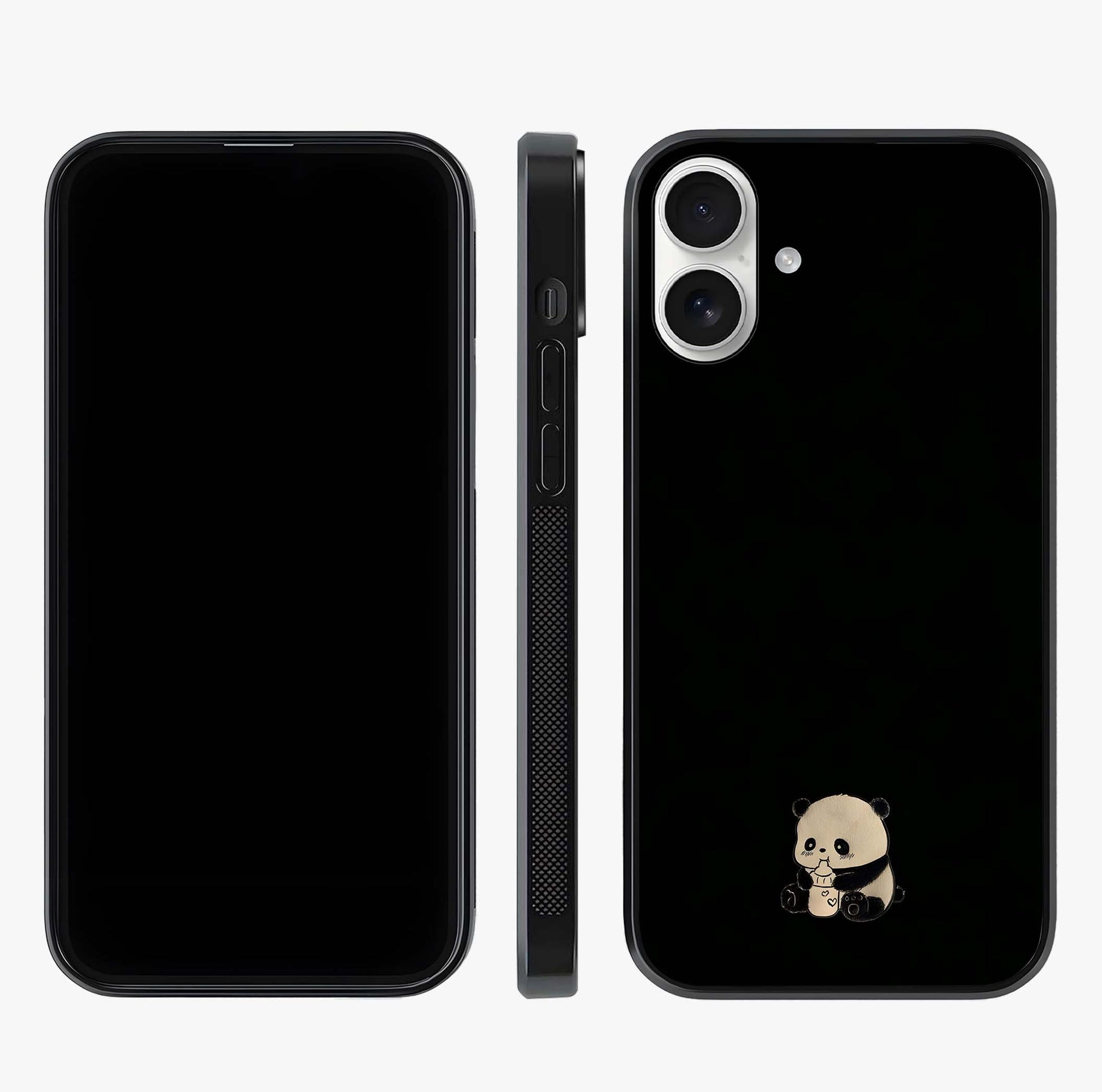 Midnight Panda Love Glass Case displayed upright for full design visibility and premium finish.