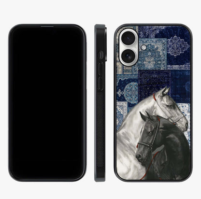 Midnight Stallion Blues Glass Case displayed upright for full design visibility and premium finish.
