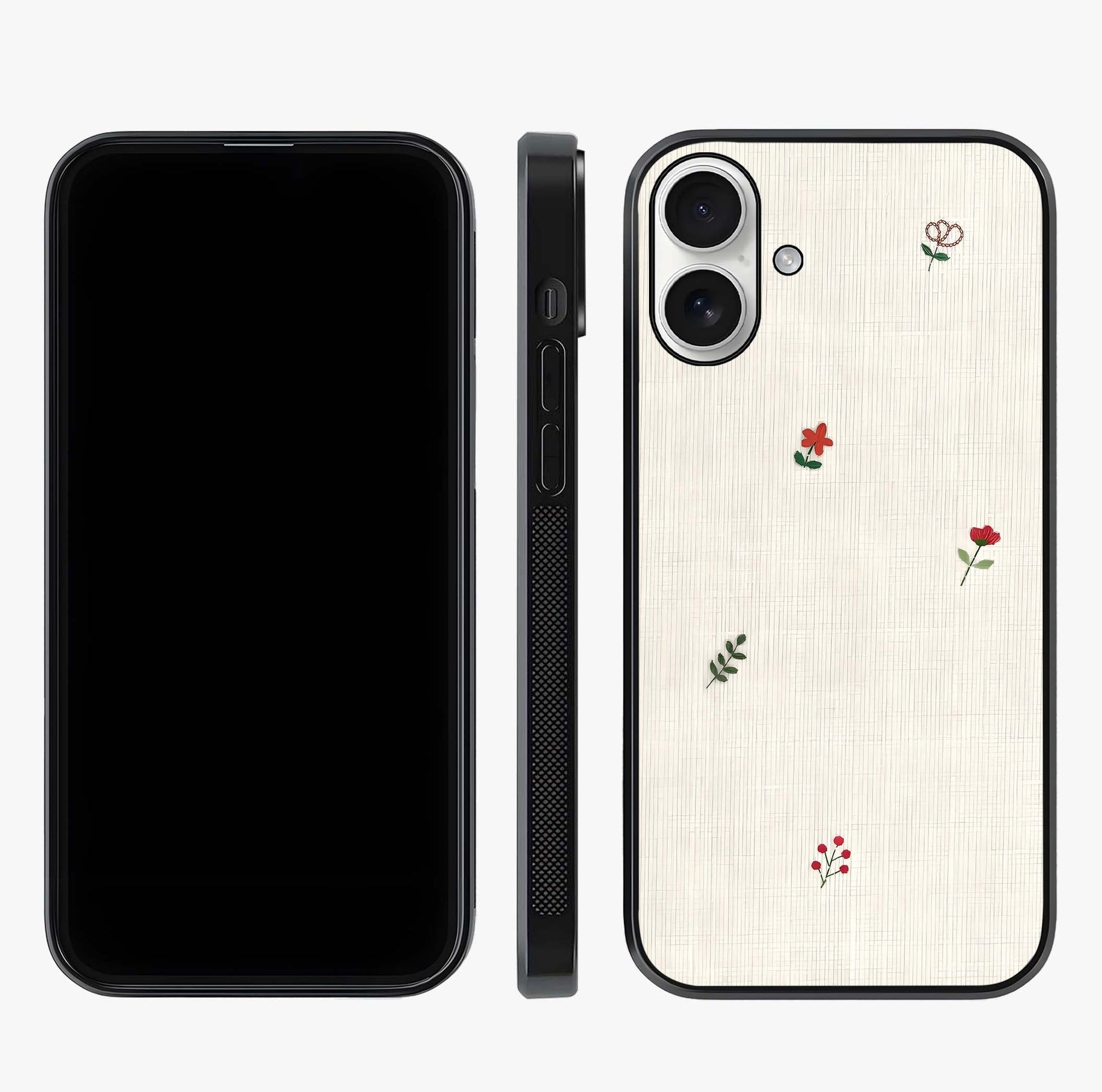 Minimalistic Blue With White Flower Pattern Glass Case displayed upright for full design visibility and premium finish.