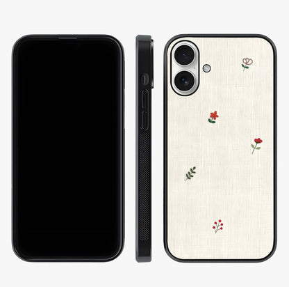 Minimalistic Blue With White Flower Pattern Glass Case displayed upright for full design visibility and premium finish.