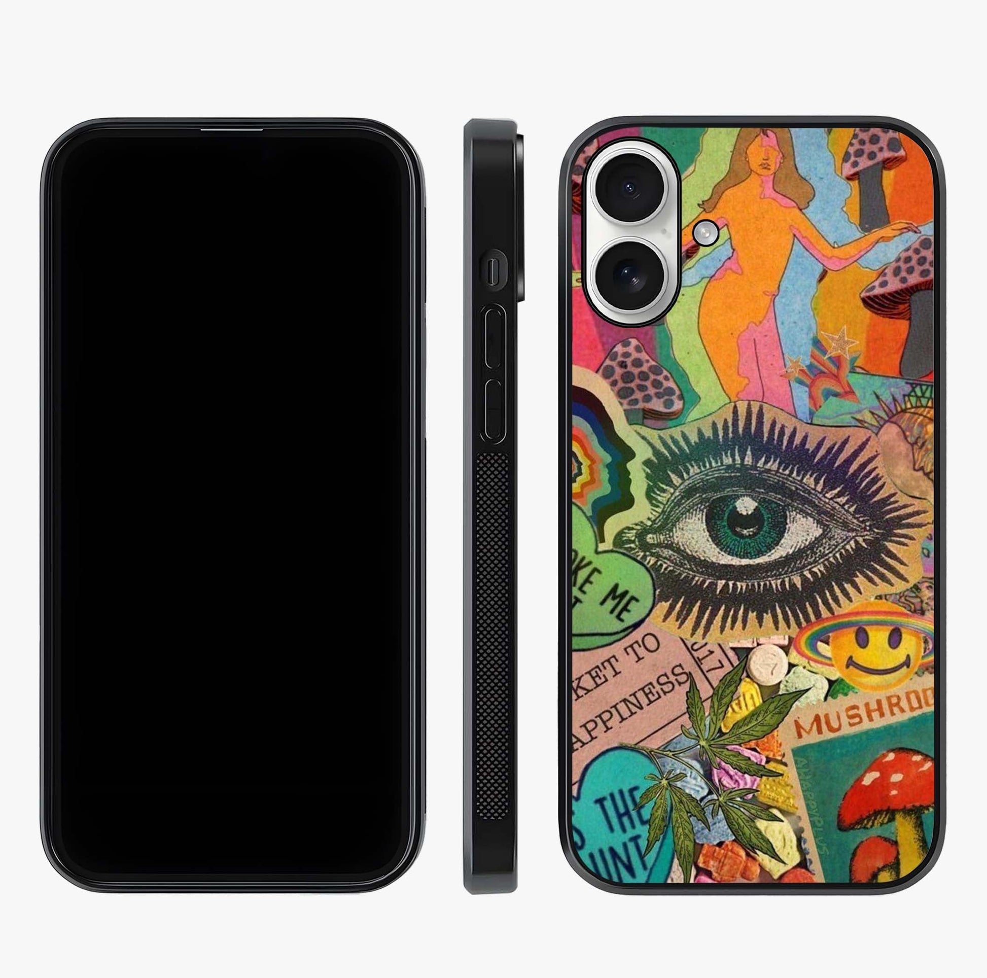 Mystic Eye Wonderland Glass Case displayed upright for full design visibility and premium finish.