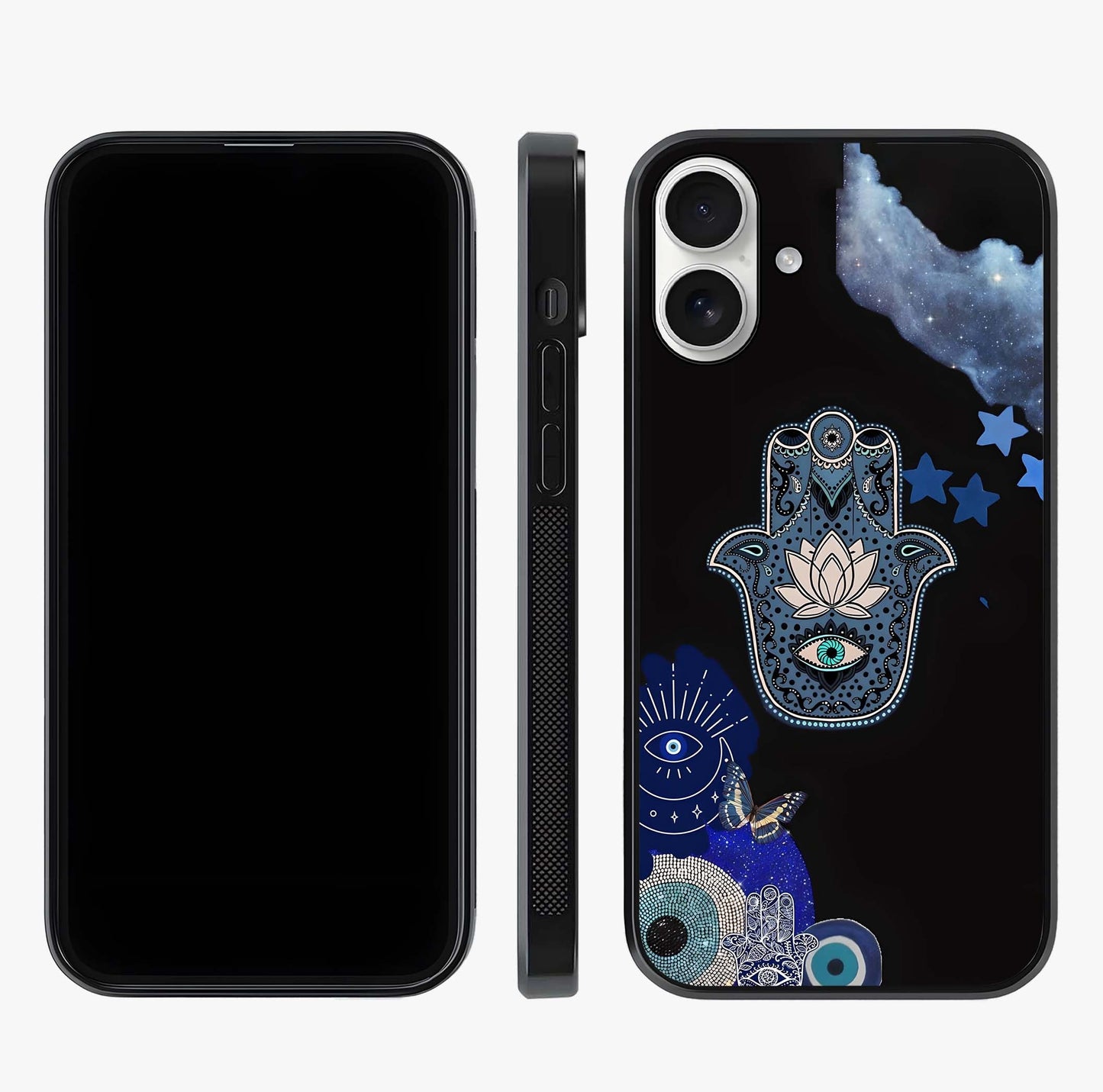 Mystic Hand Aura Glass Case displayed upright for full design visibility and premium finish.