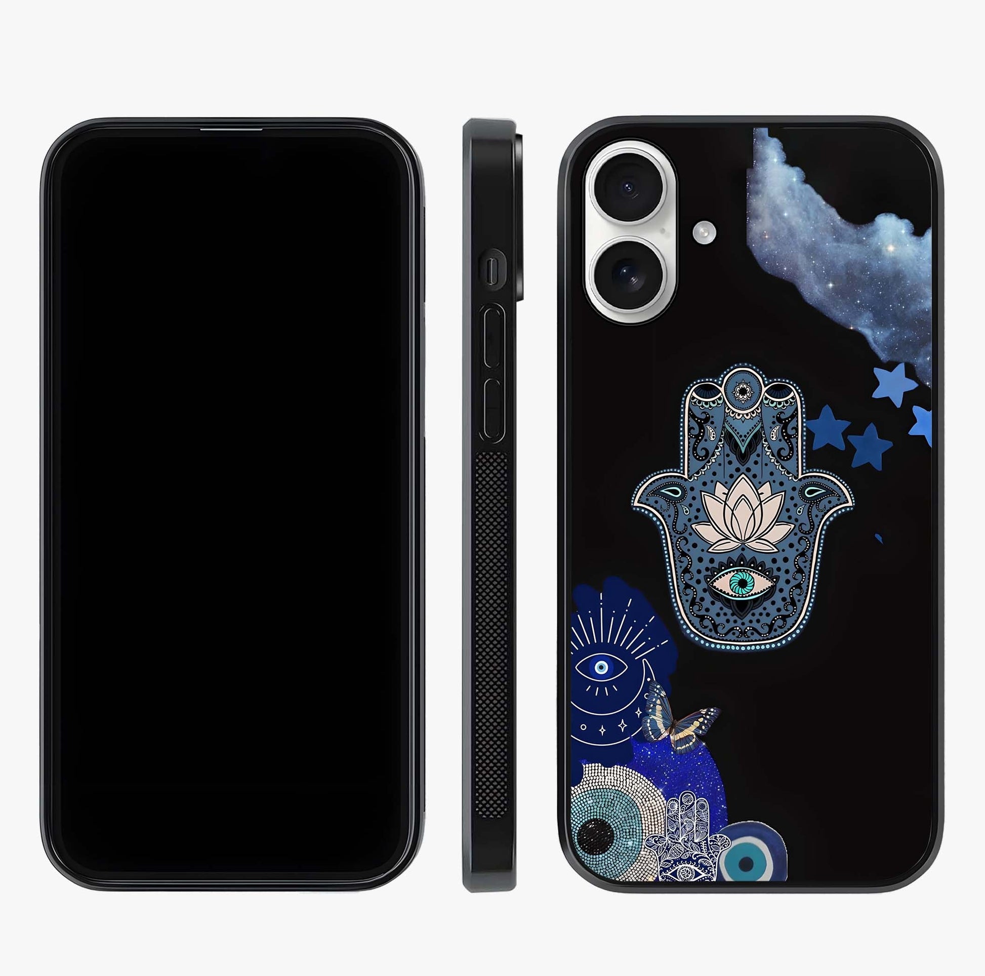 Mystic Hand Aura Glass Case displayed upright for full design visibility and premium finish.