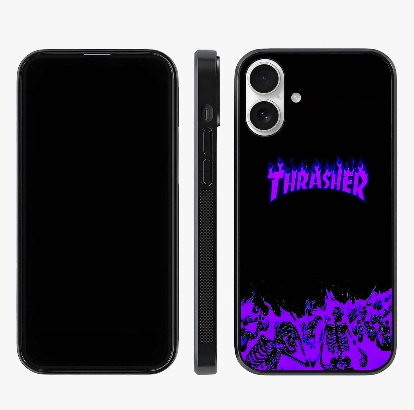 Neon Flame Riot Glass Case displayed upright for full design visibility and premium finish.