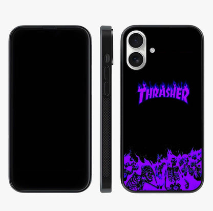 Neon Flame Riot Glass Case displayed upright for full design visibility and premium finish.