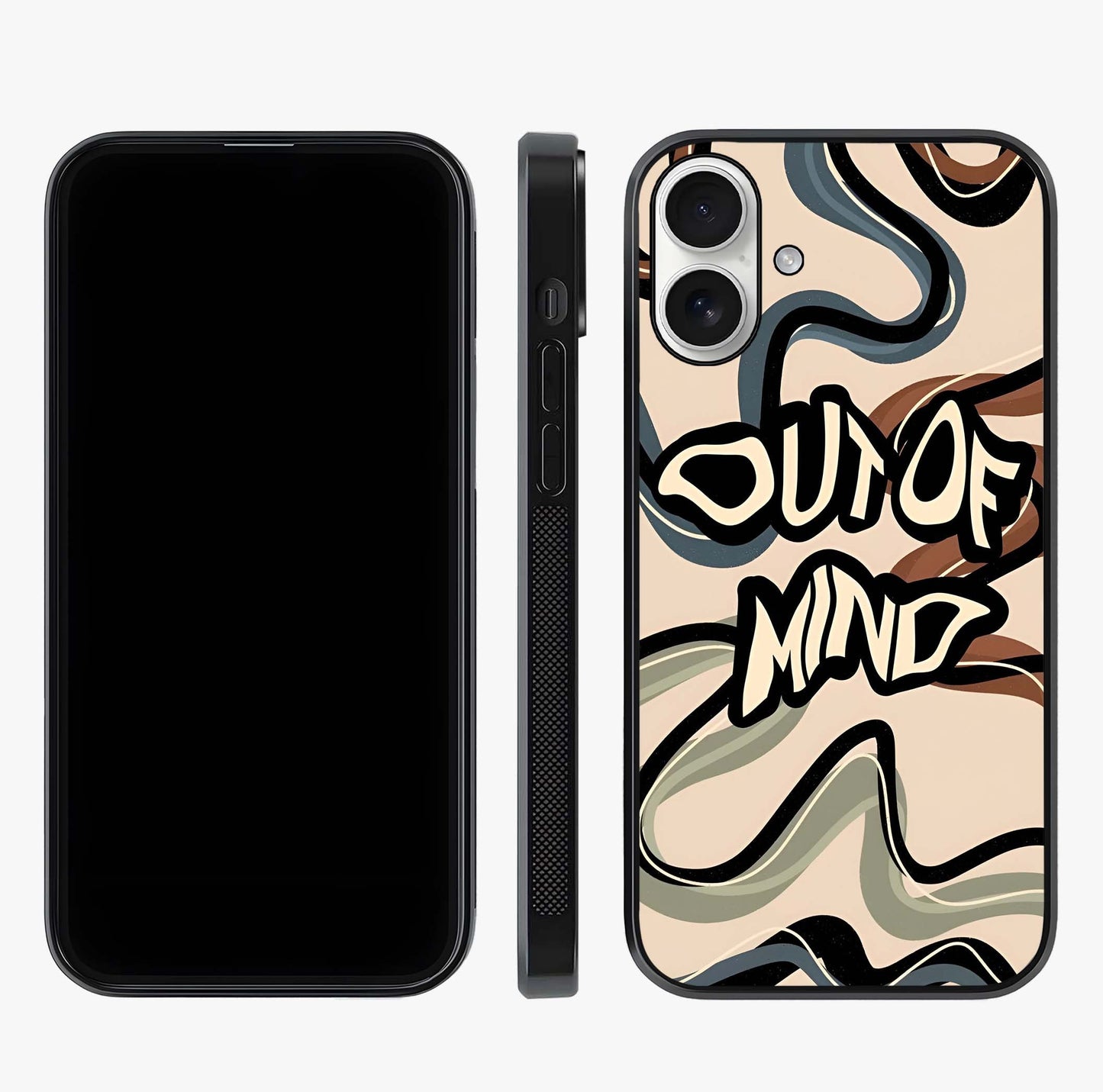 Out Of Mind Glass Case displayed upright for full design visibility and premium finish.