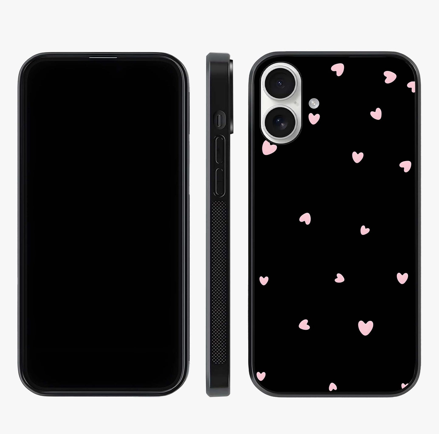 Pink Love Drops Glass Case displayed upright for full design visibility and premium finish.