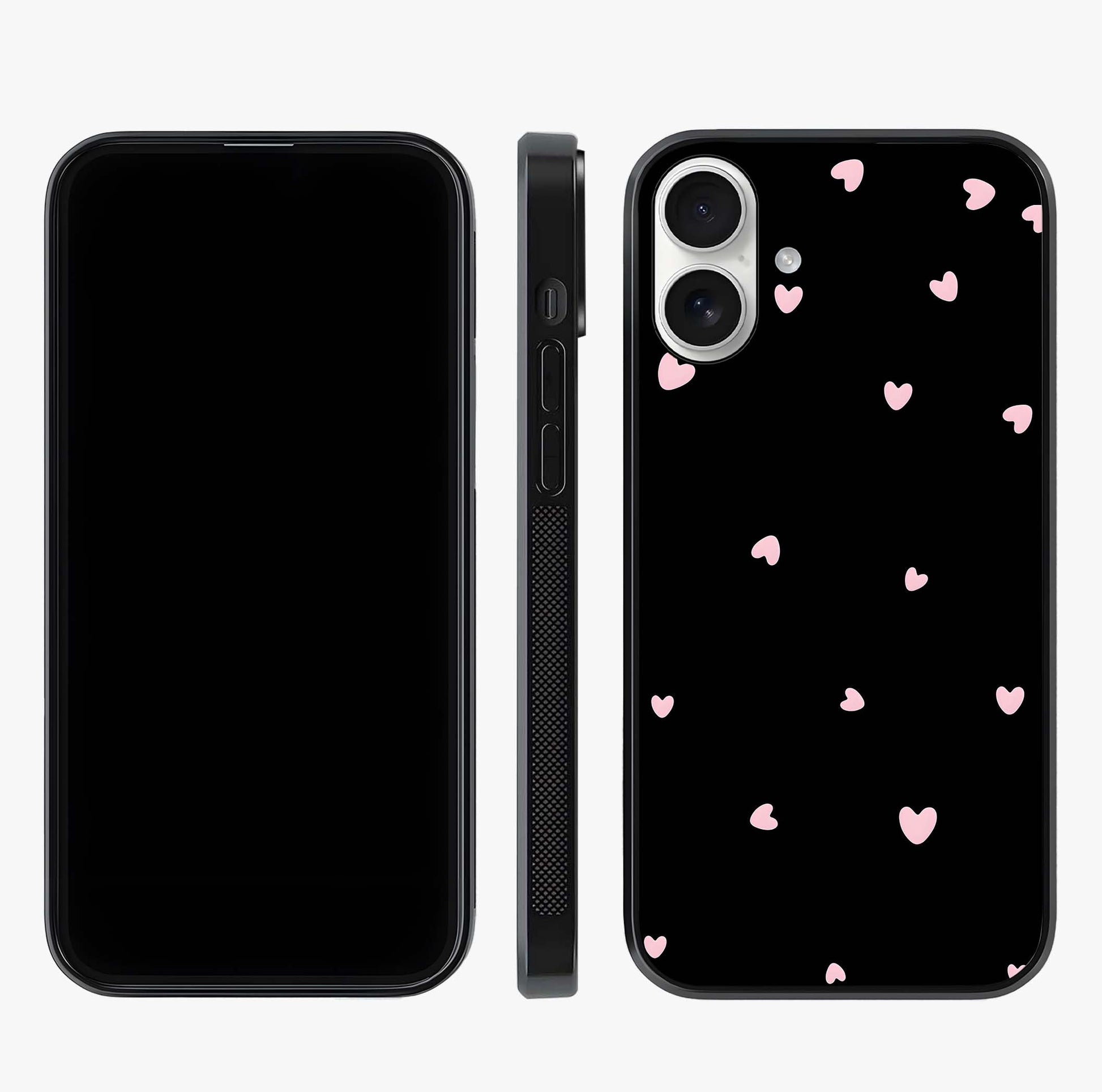 Pink Love Drops Glass Case displayed upright for full design visibility and premium finish.