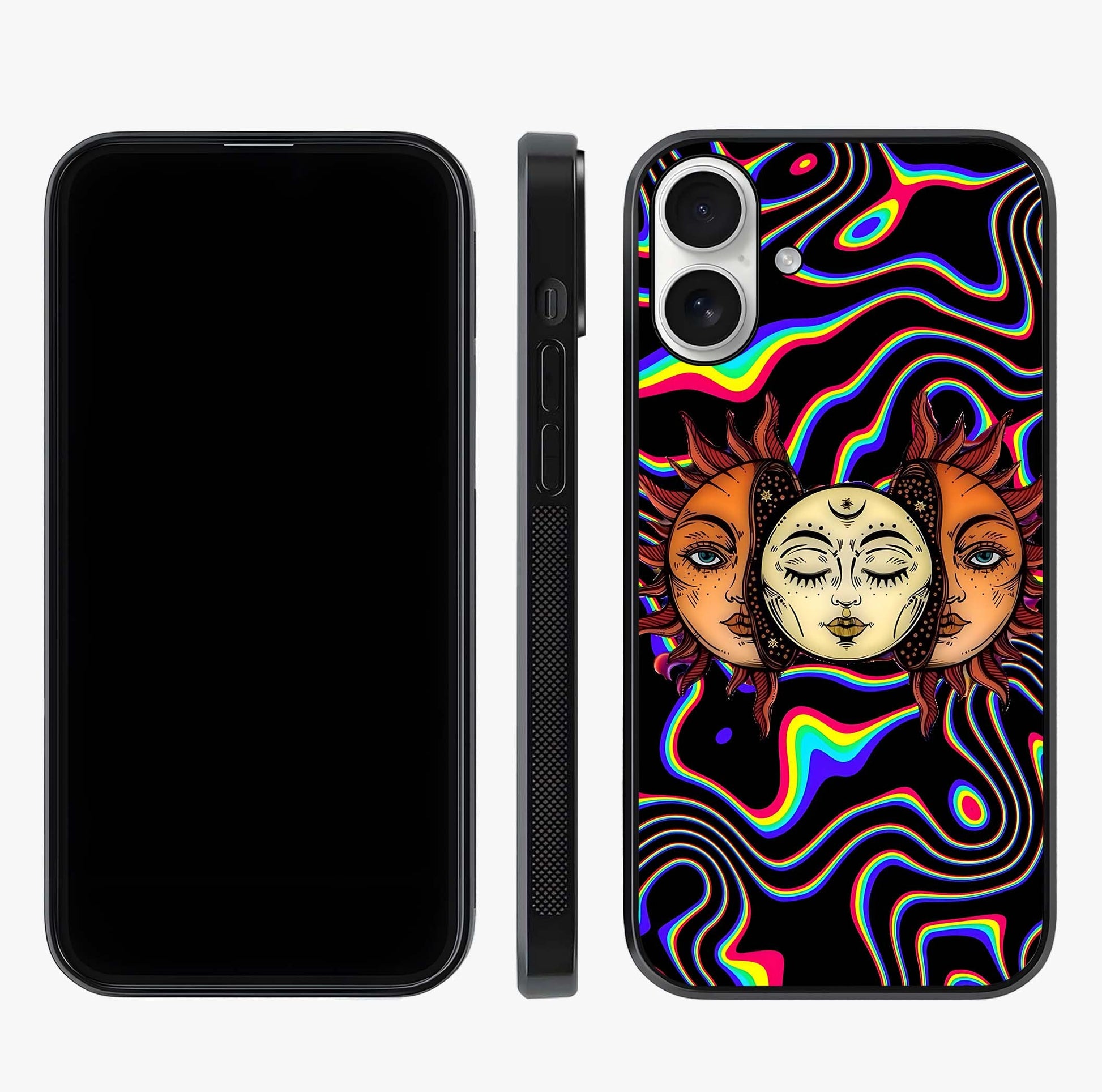 Psychedelic Sun Glass Case displayed upright for full design visibility and premium finish.