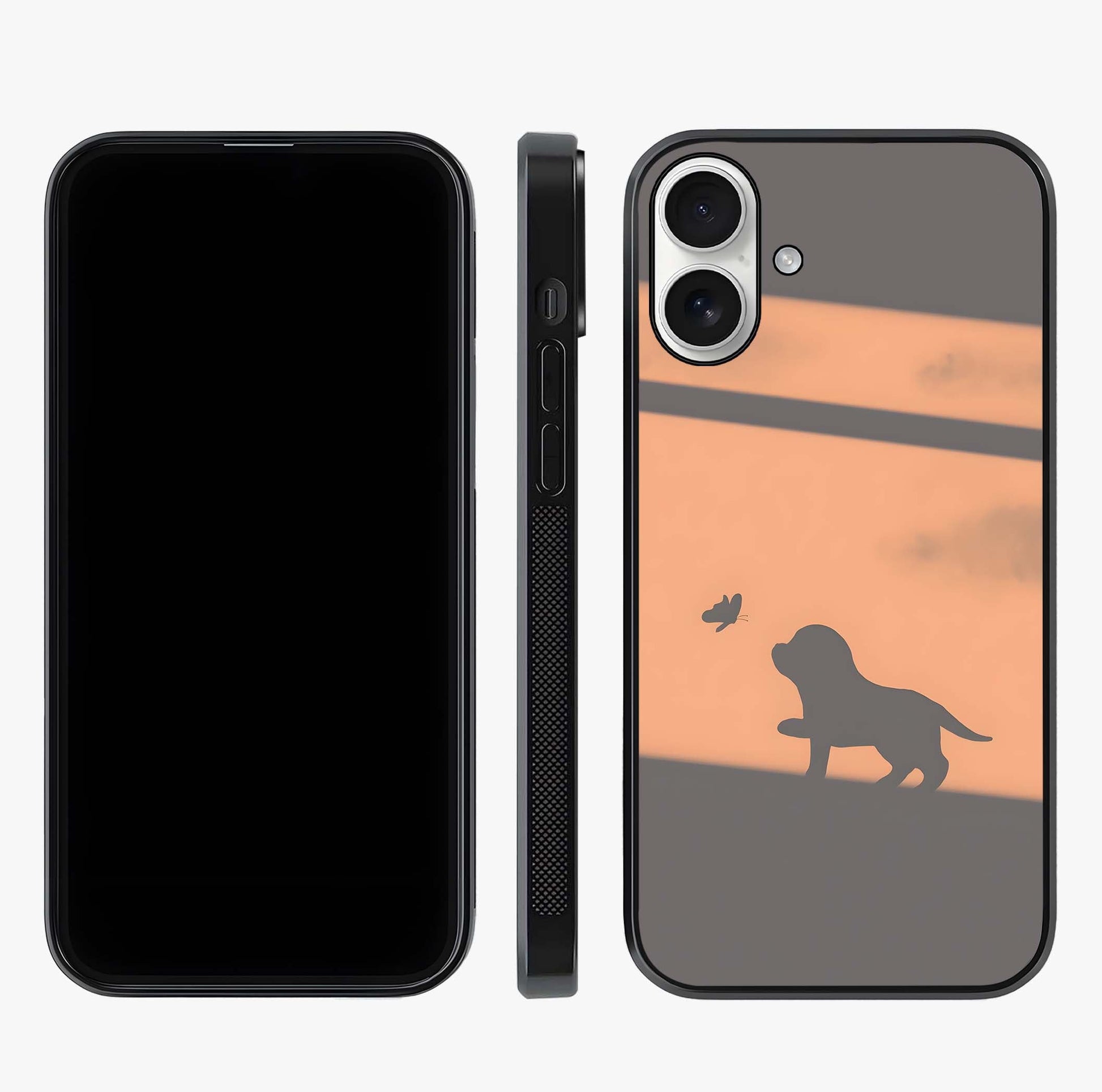 Puppy Shadow Art Glass Case displayed upright for full design visibility and premium finish.