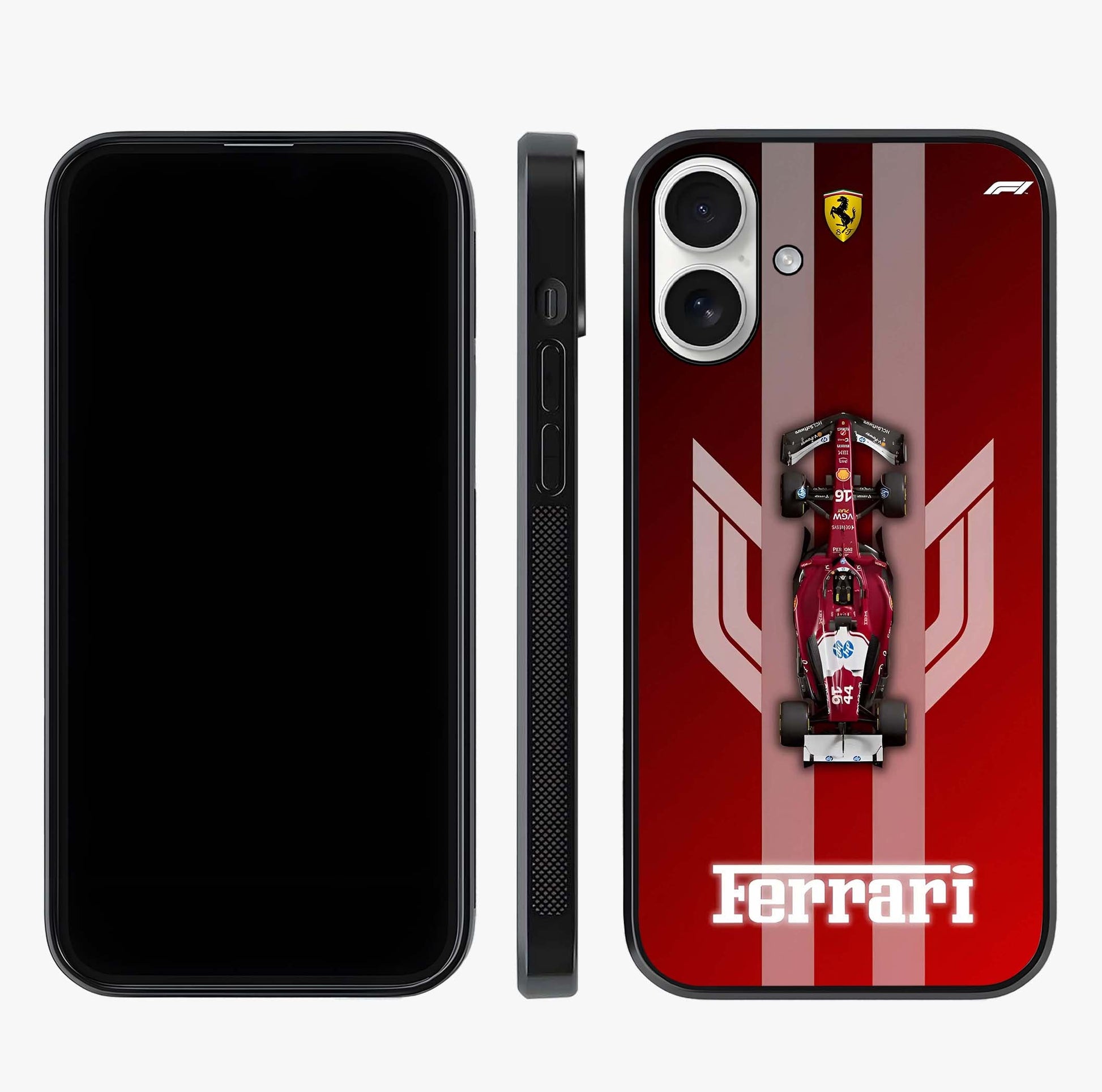 Red Ferrari F1 Vertical Glass Case displayed upright for full design visibility and premium finish.