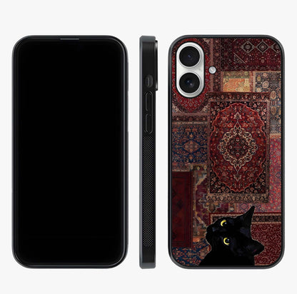 Regal Magic Cat Apple Glass Case displayed upright for full design visibility and premium finish.