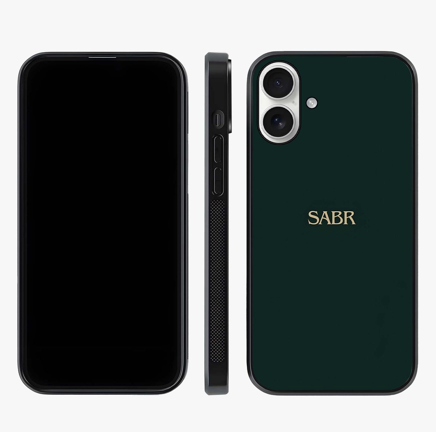 Sabr Minimal Patience Glass Case displayed upright for full design visibility and premium finish.