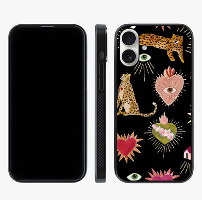 Sacred Jungle Heart Glass Case displayed upright for full design visibility and premium finish.
