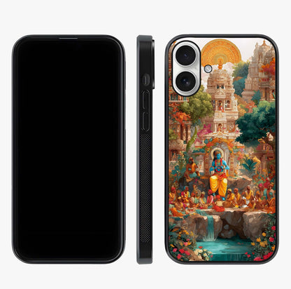 Sacred Sunlight Gods Glass Case displayed upright for full design visibility and premium finish.