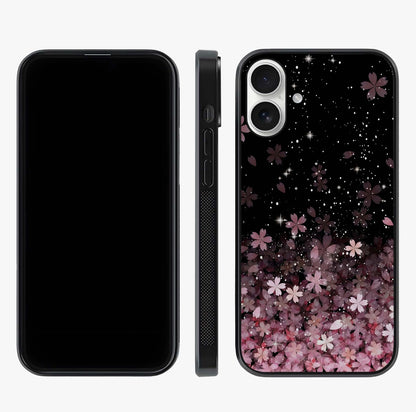 Small Starry Flowers Glass Case displayed upright for full design visibility and premium finish.