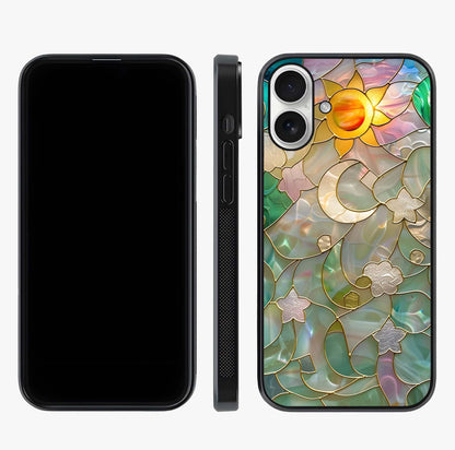 Stained Sunrise Glow Glass Case displayed upright for full design visibility and premium finish.