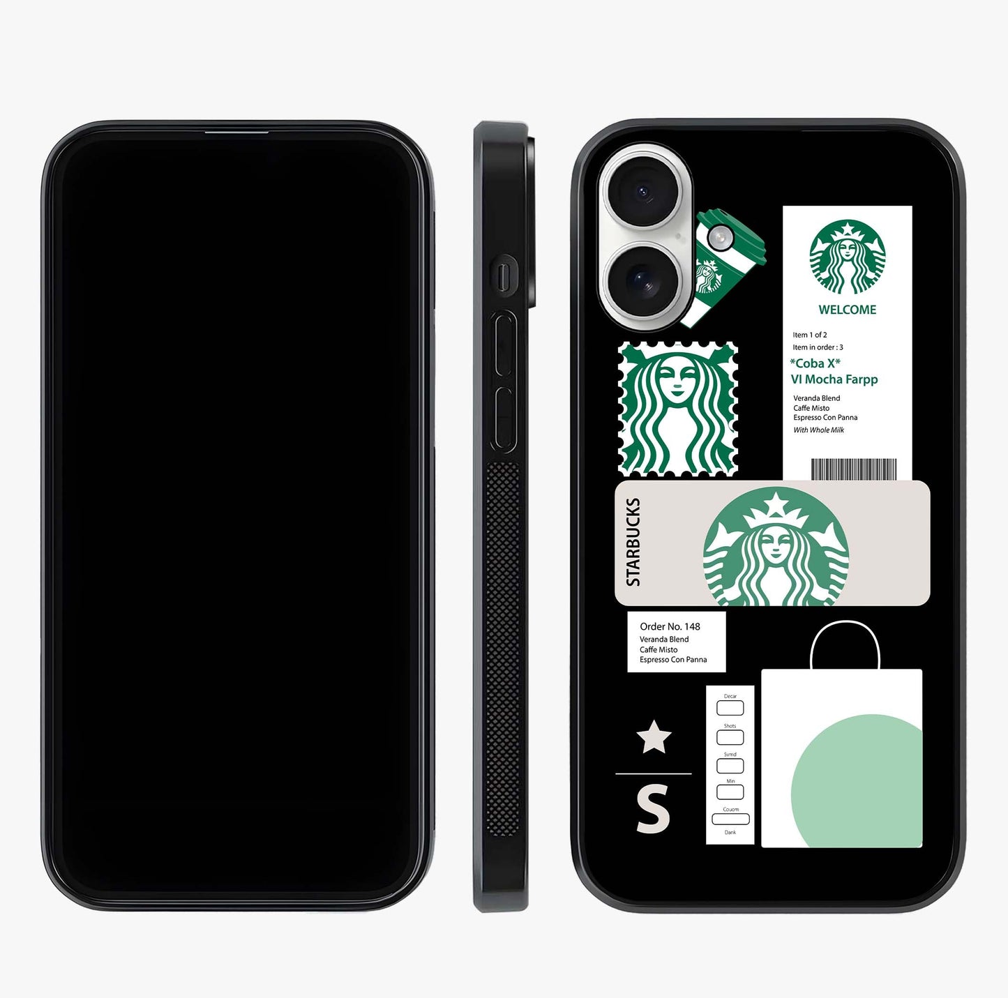 Starbucks Mocha Glass Case displayed upright for full design visibility and premium finish.