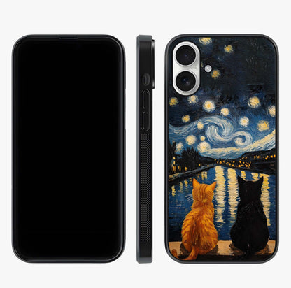 Starry River Cats Glass Case displayed upright for full design visibility and premium finish.