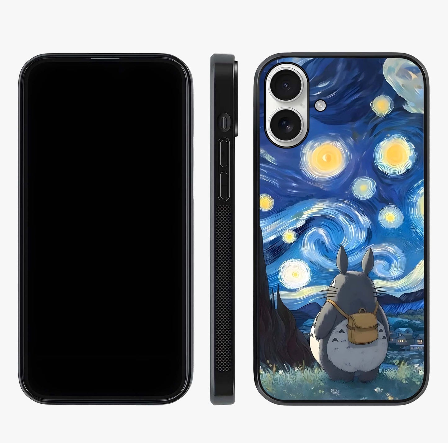 Totoro In Van Gogh Art Glass Case displayed upright for full design visibility and premium finish.