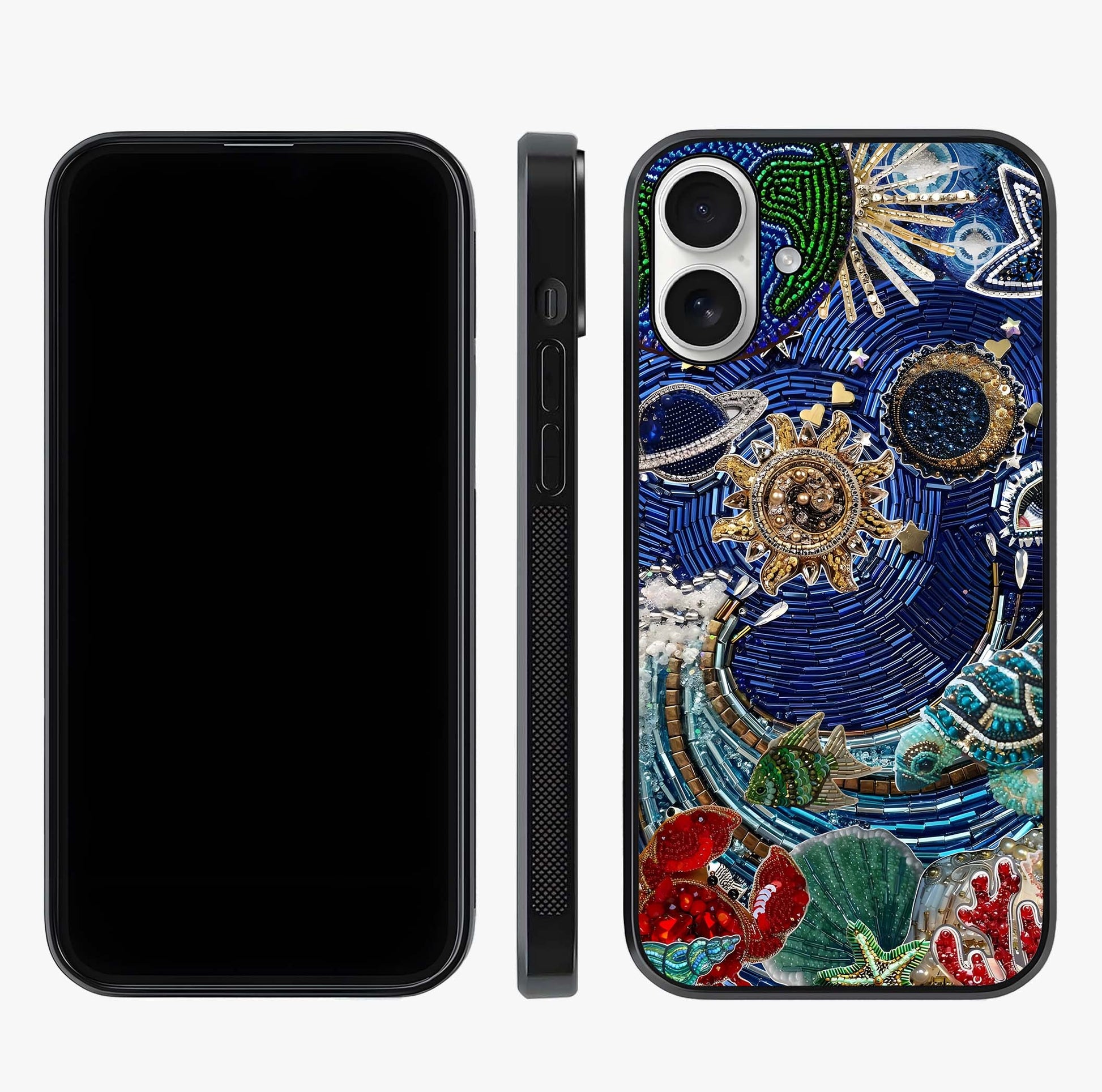 Universe Underwater Spark Glass Case displayed upright for full design visibility and premium finish.