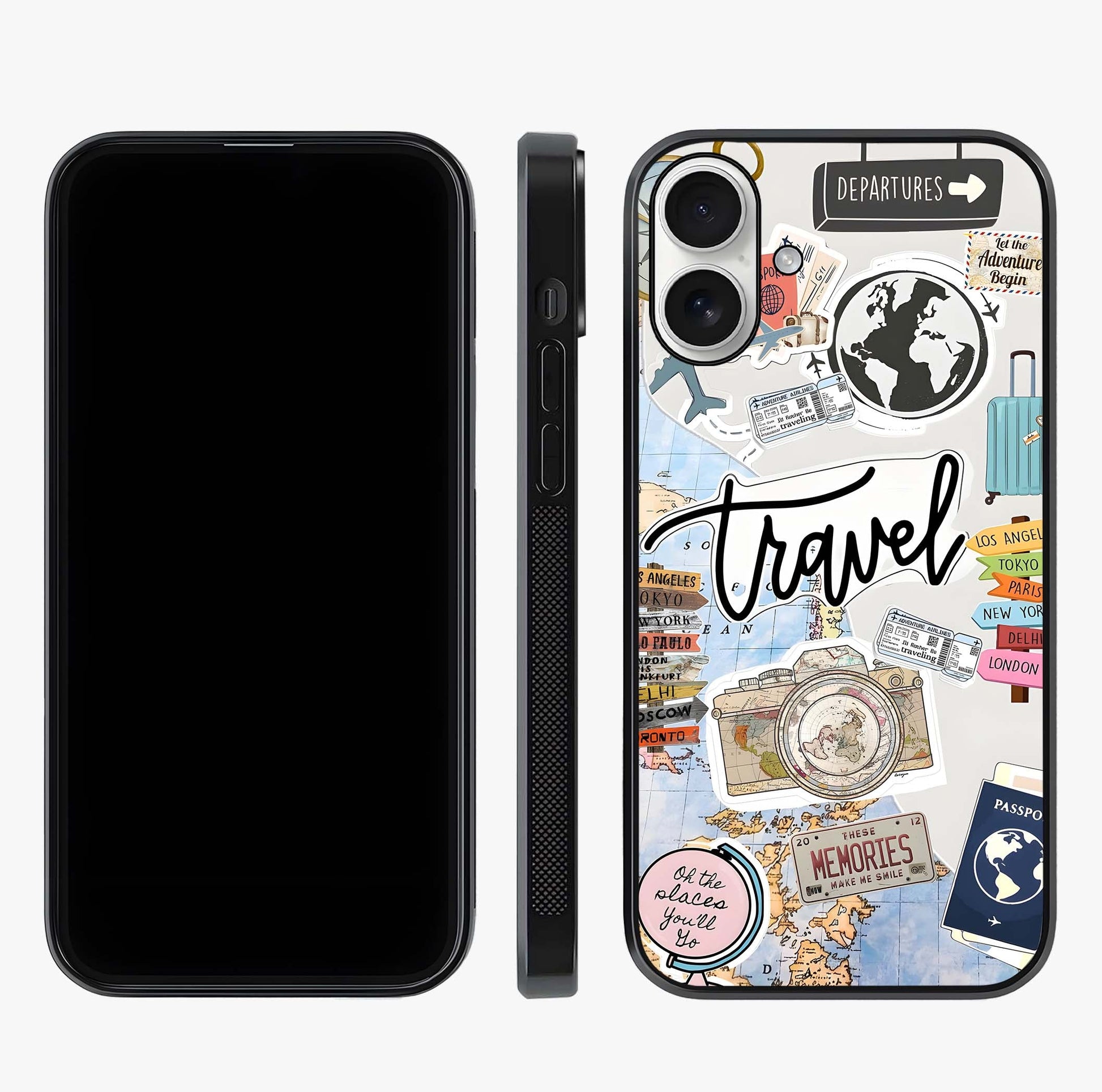 Wanderlust Journal Glass Case displayed upright for full design visibility and premium finish.