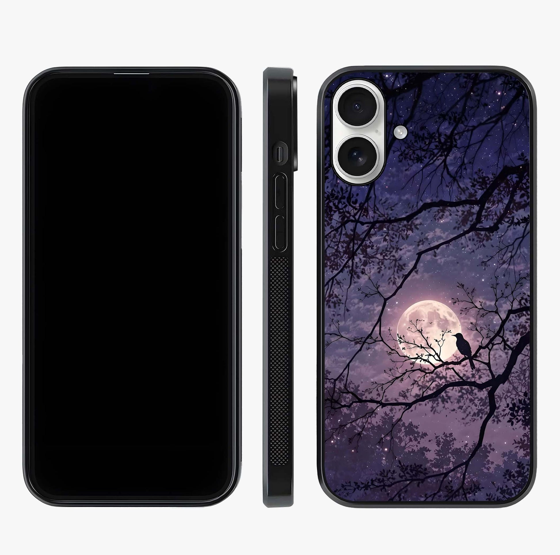 Whispering Moon Silence Glass Case displayed upright for full design visibility and premium finish.