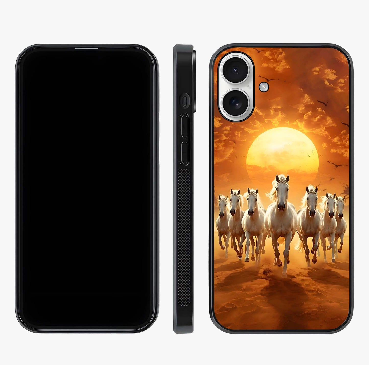 Wild Sunset Majesty Glass Case displayed upright for full design visibility and premium finish.