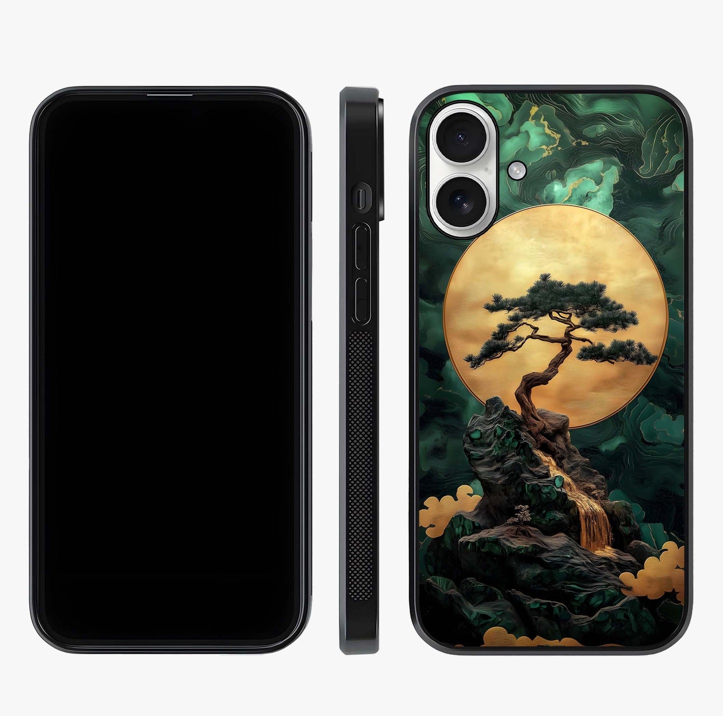Zen Moon Rise Glass Case displayed upright for full design visibility and premium finish.