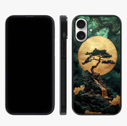 Zen Moon Rise Glass Case displayed upright for full design visibility and premium finish.