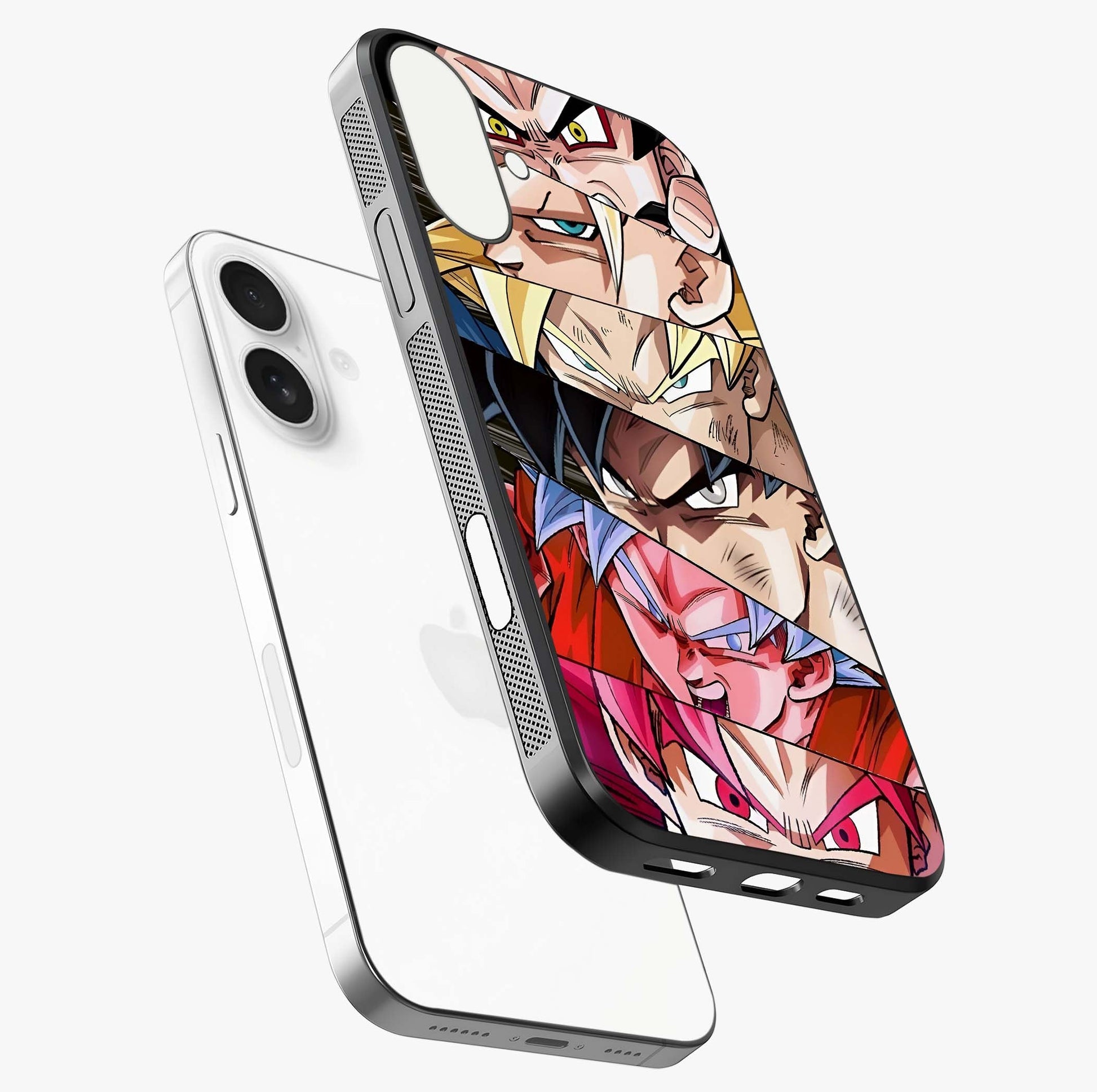 Anime Character Glass Case laid diagonally highlighting side profile, edges and glossy glass shine.