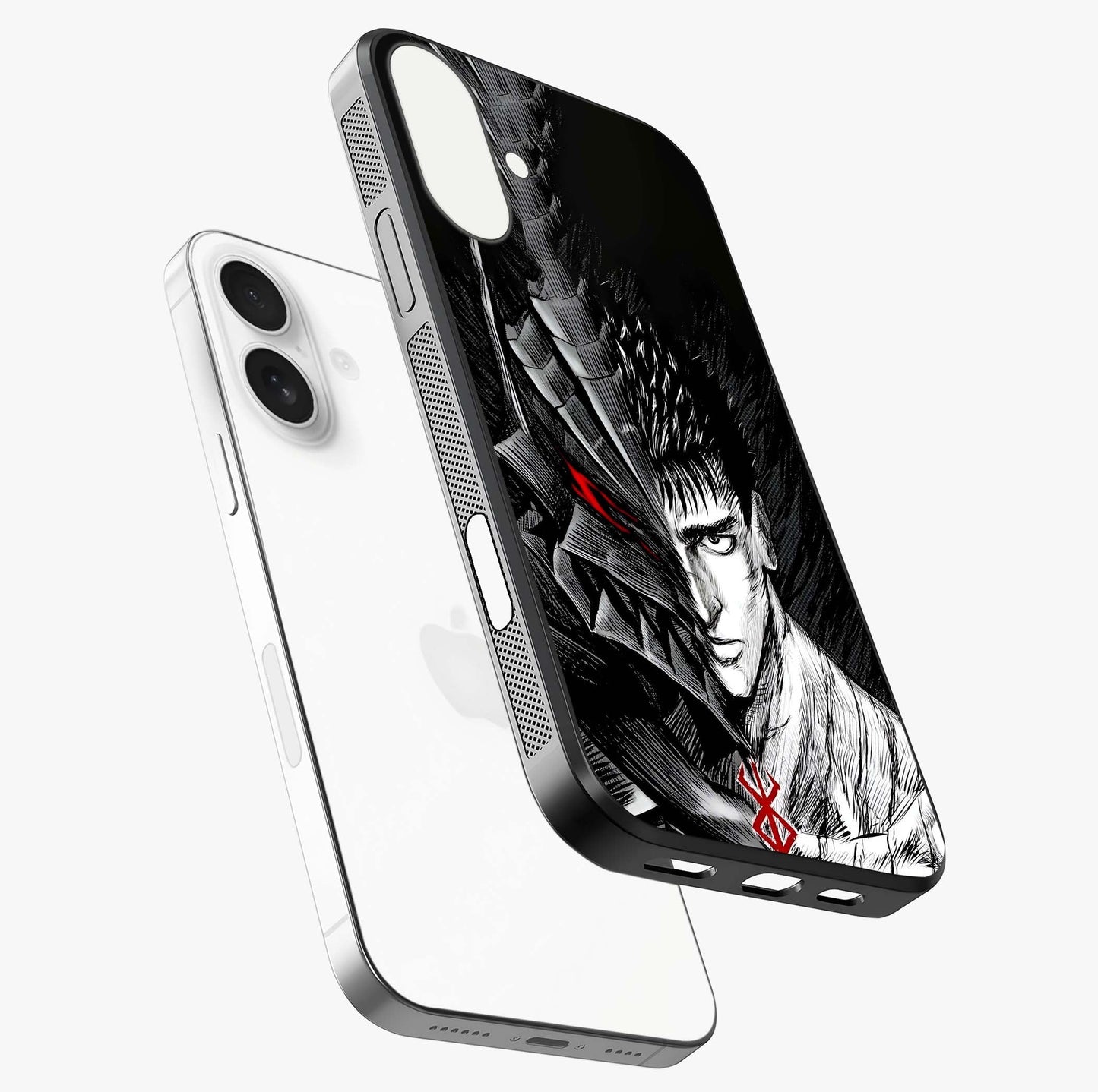 Berserker Blood Oath Glass Case laid diagonally highlighting side profile, edges and glossy glass shine.