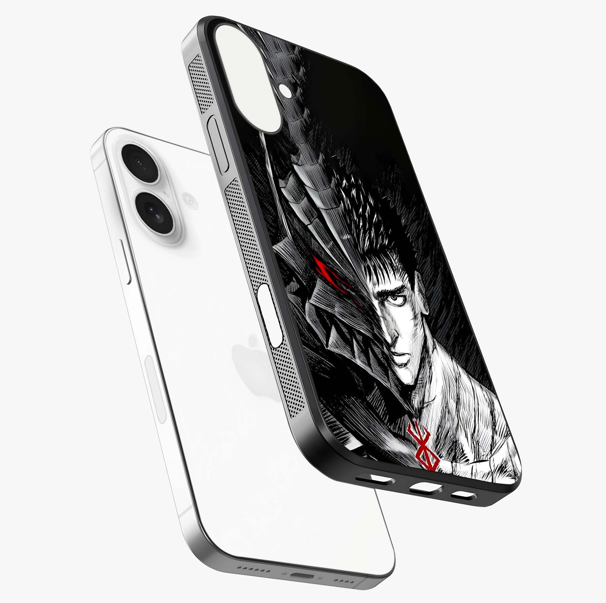Berserker Blood Oath Glass Case laid diagonally highlighting side profile, edges and glossy glass shine.