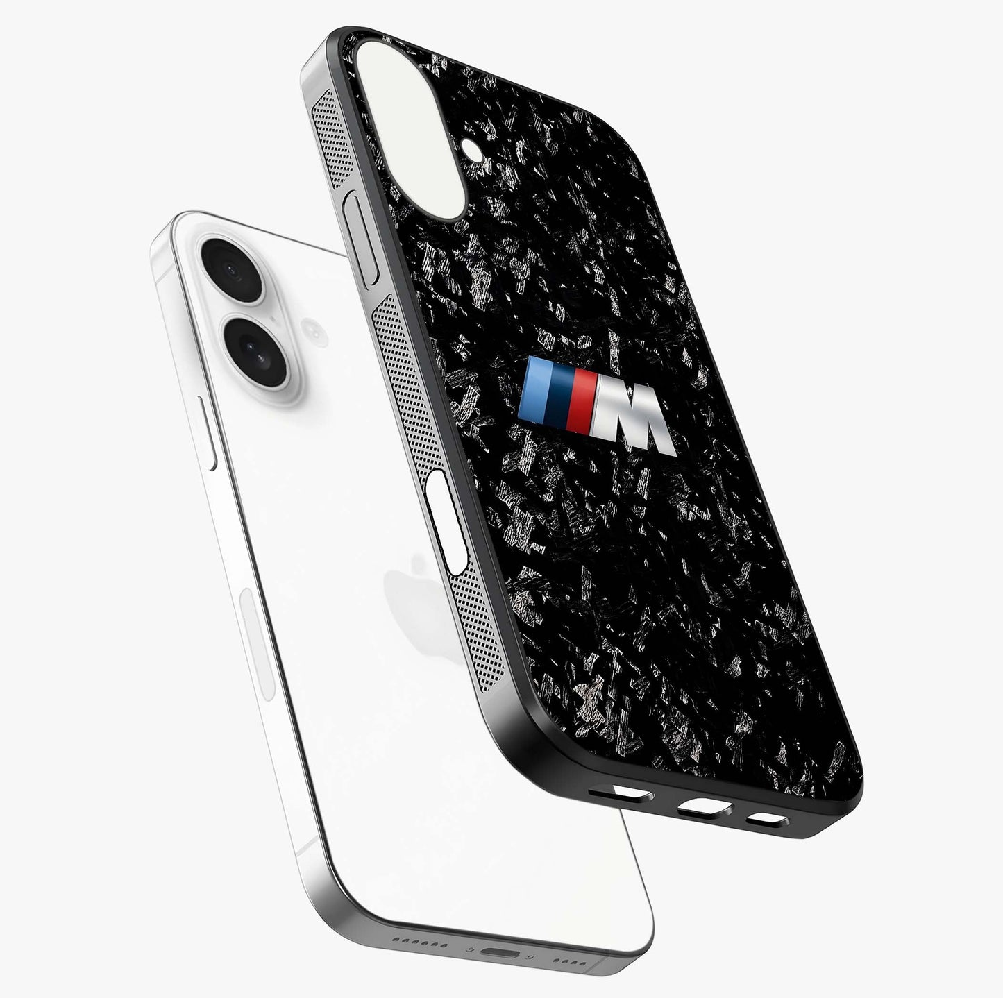 Carbon Speed Mark Glass Case laid diagonally highlighting side profile, edges and glossy glass shine.