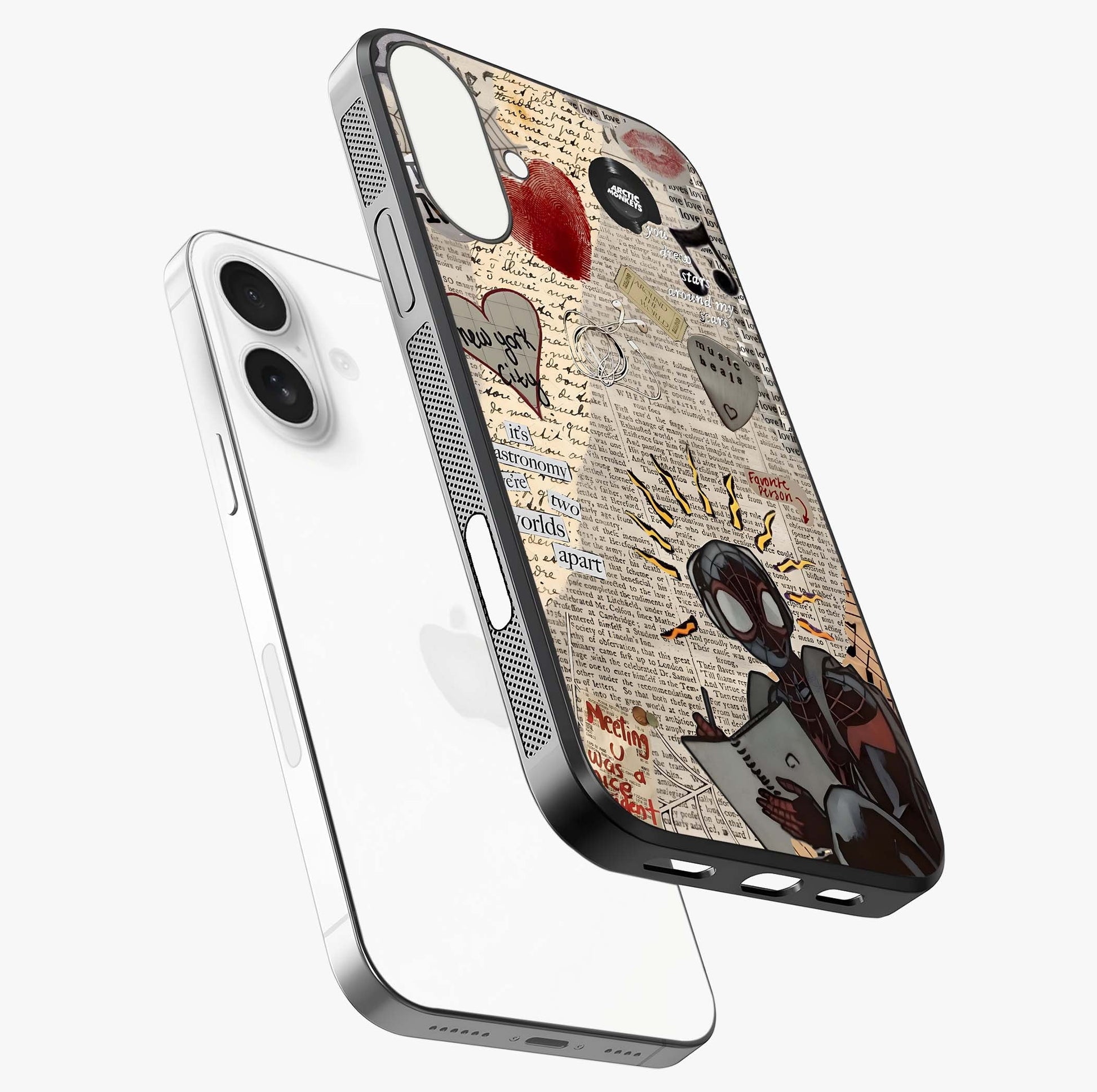 City Dream Sketch Glass Case laid diagonally highlighting side profile, edges and glossy glass shine.