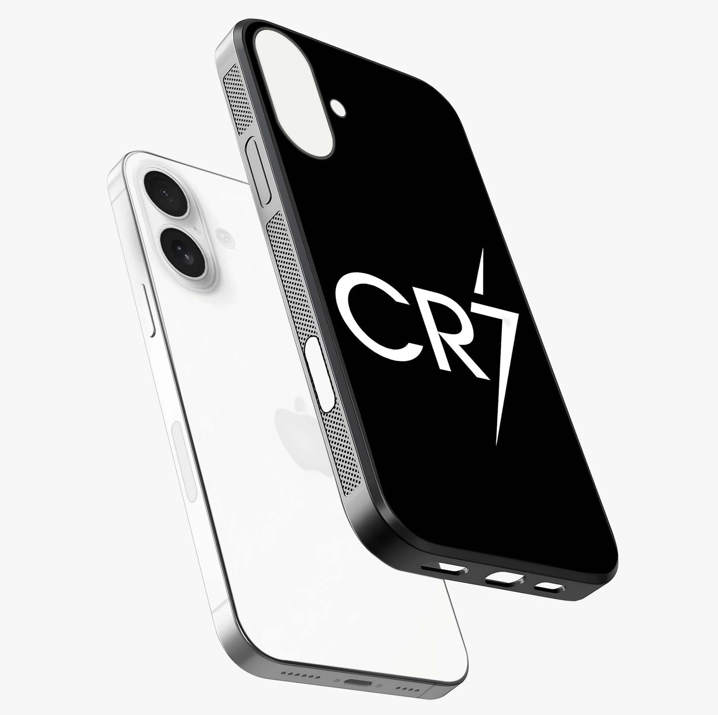 Cr7 Elite Strike Glass Case laid diagonally highlighting side profile, edges and glossy glass shine.