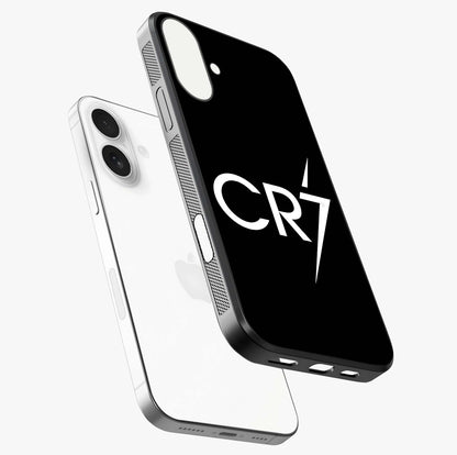 Cr7 Elite Strike Glass Case laid diagonally highlighting side profile, edges and glossy glass shine.