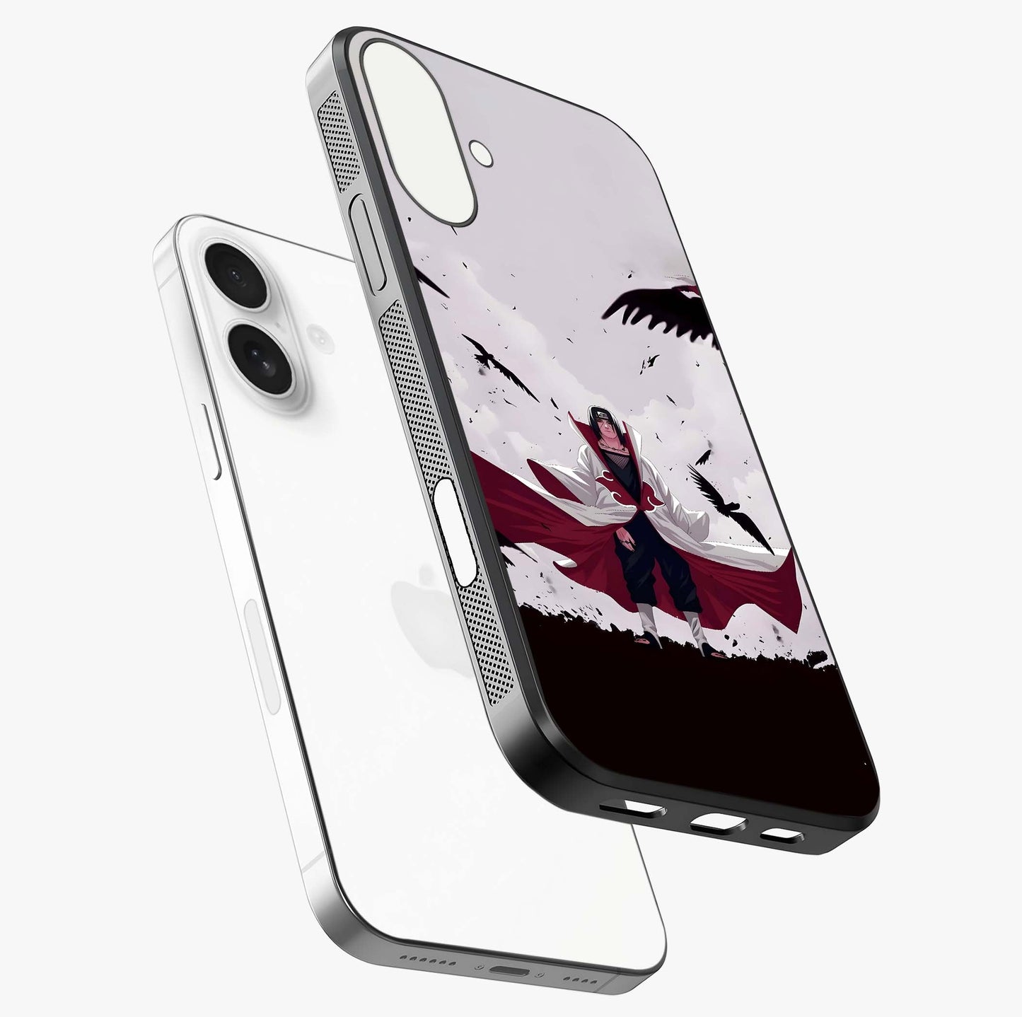 Crimson Crow Ascension Glass Case laid diagonally highlighting side profile, edges and glossy glass shine.
